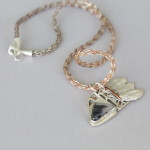 Copper, Argentium Silver, Agate with a knitted Copper and Silver chain, $115