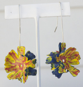 painted flower earrings