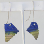 blue and yellow enamel earrings