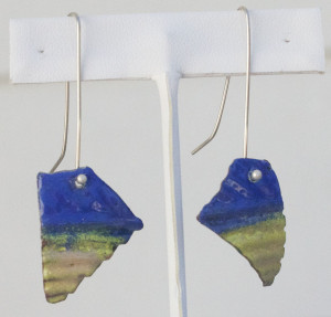 blue and yellow enamel earrings
