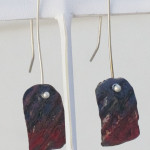 blue and red enamel earrings