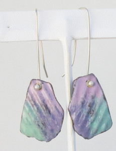 tourquoise, pink and purple enamel earrings