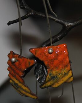 Microfold enamel orange and yellow earrings