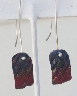 red and blue microfold earrings