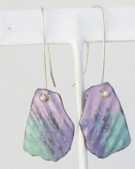 pink, purple, and aqua microfold earrings