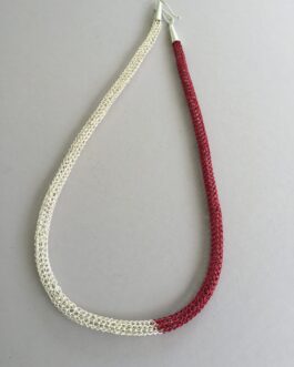 Silver and Red Viking knit necklace